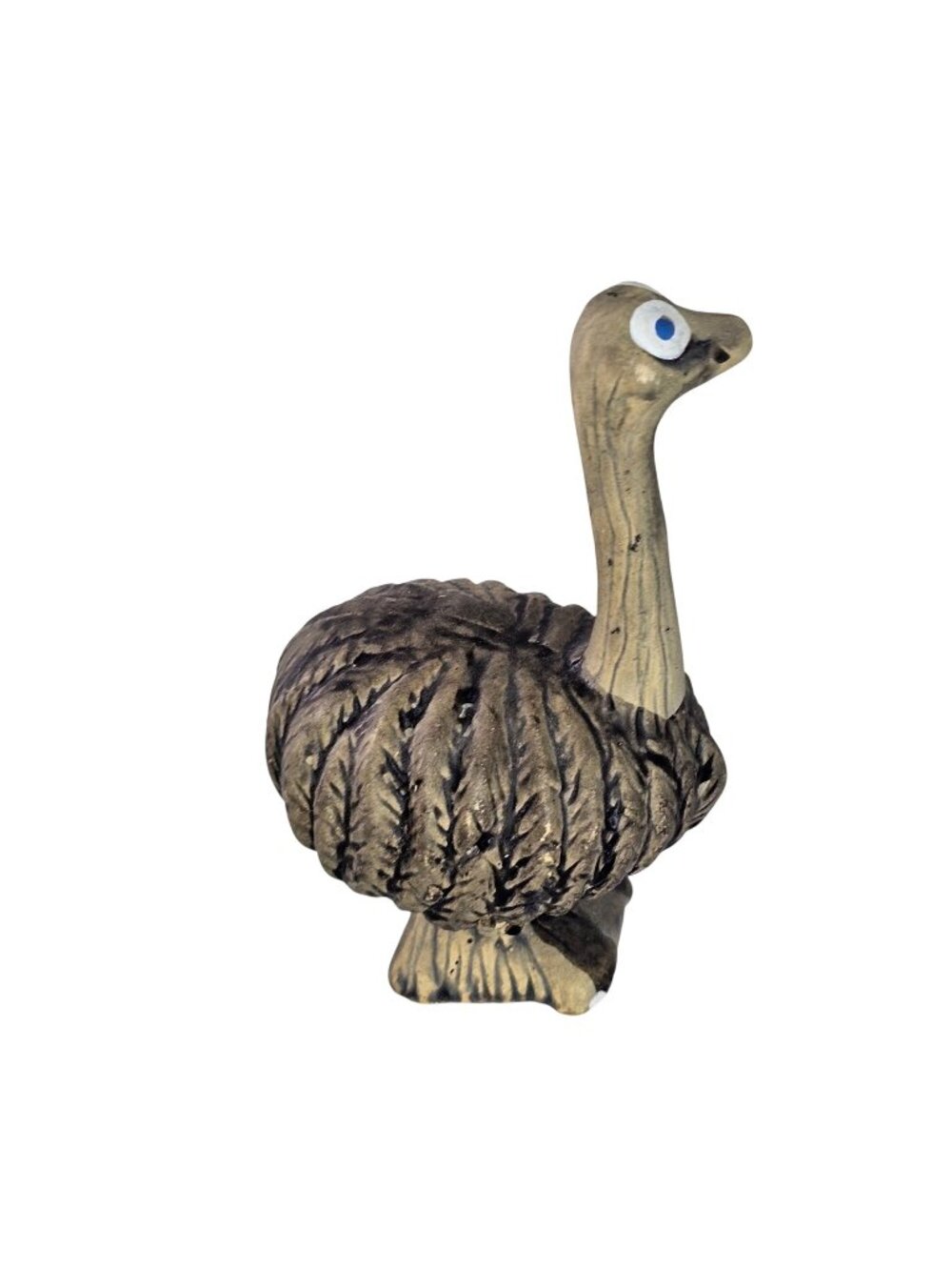 Handcrafted Ceramic Ostrich Emu Figurine Decorative Sculpture Textured Detail